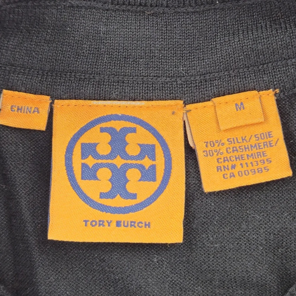 Tory Burch Black Tunic Silk/Cashmere Blend 3/4 sleeves Size M - Picture 6 of 9